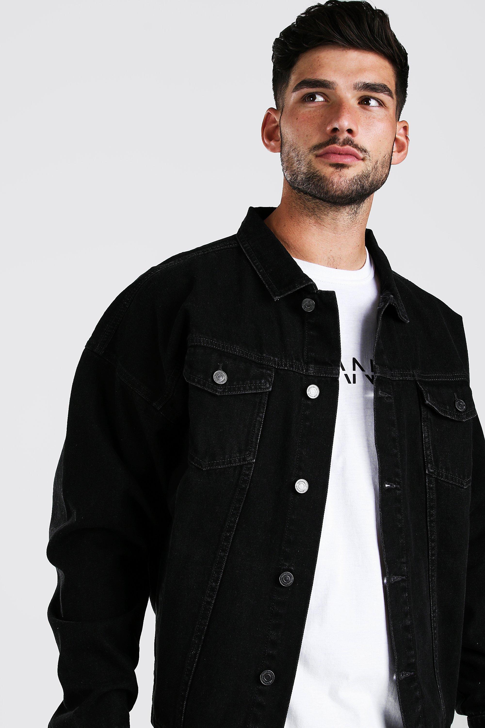 Oversized black outlet denim jacket mens